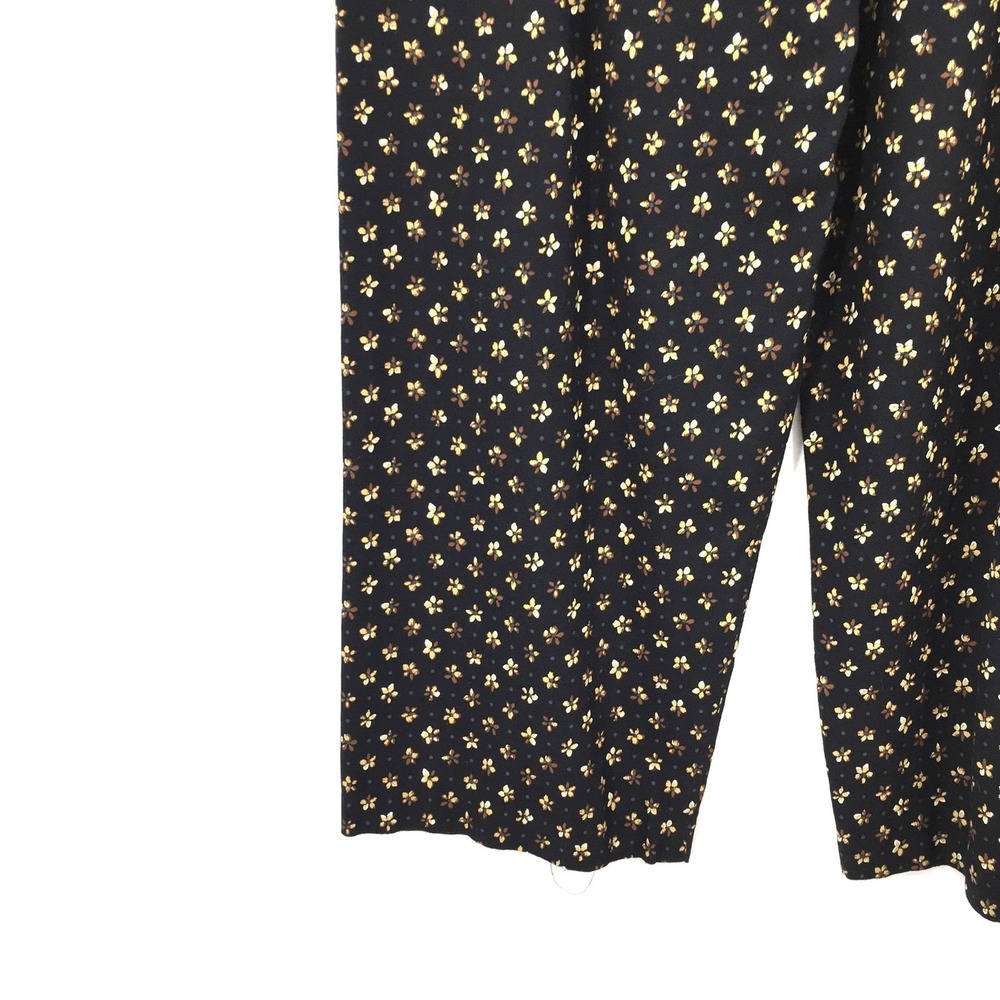 90s y2k Vintage Blue Black Flower high rise Flowy Pant dark romance whimsigoth M - Picture 2 of 7